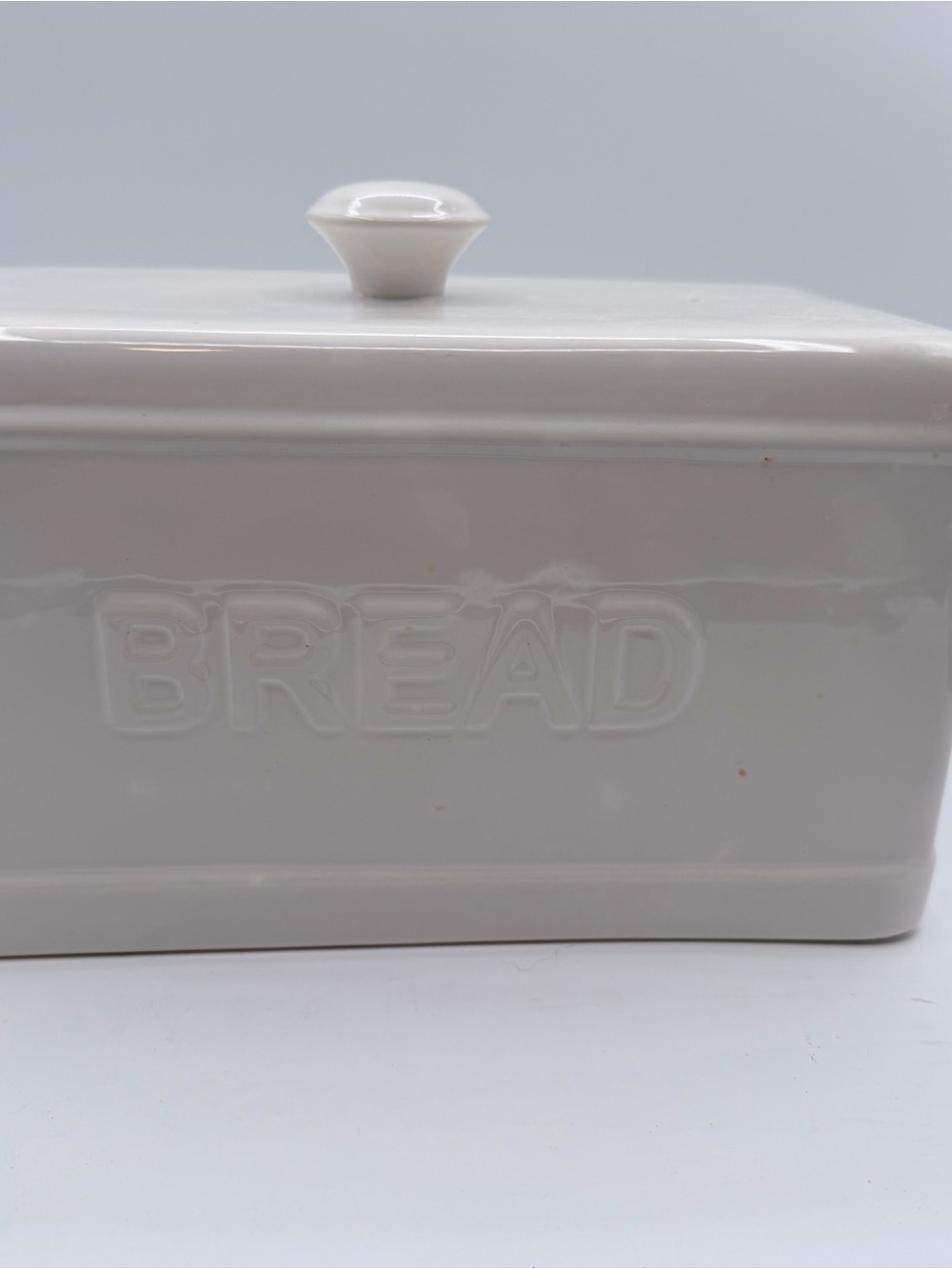 Cost Plus World Market Cream Ceramic Bread Box with Lid